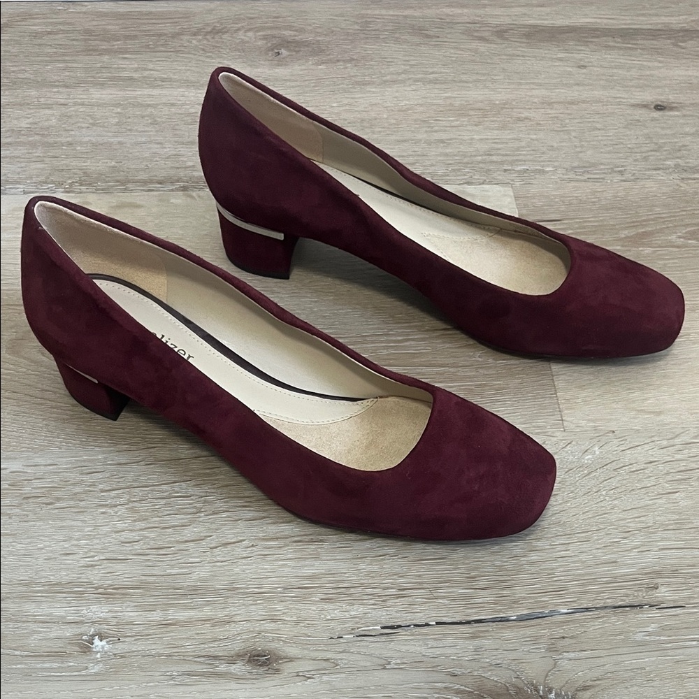 Naturalizer Wanda Burgundy Suede Leather Block Heels - Size 7